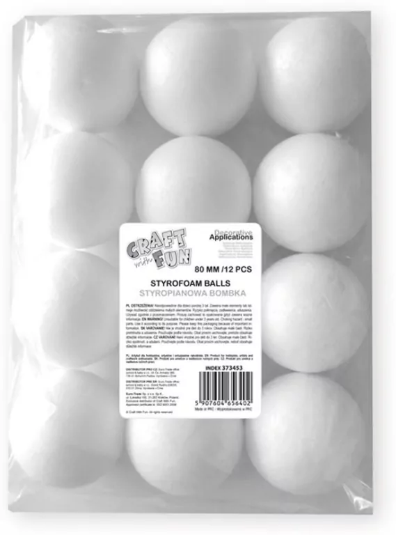 Bombka styropianowa 80mm, 12 elementów - tantis.pl