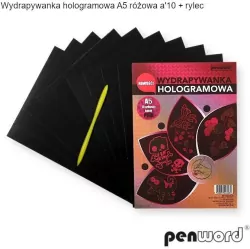 Wydrapywanka hologramowa A5 różowa