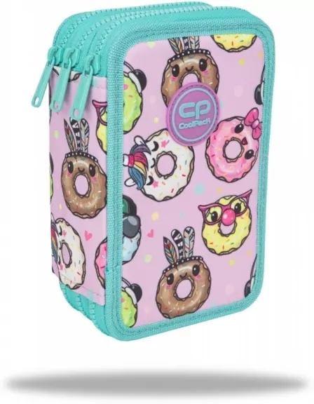 Piórnik potrójny z wyposażeniem Coolpack Jumper 3 Happy Donuts - tantis.pl