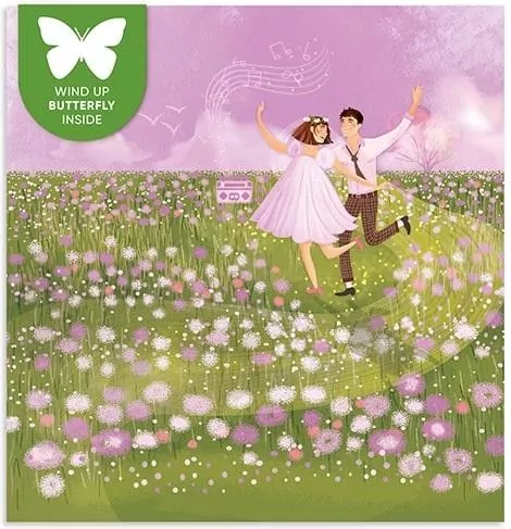 Karnet kwadrat z latającym motylkiem Ślub Polana - tantis.pl