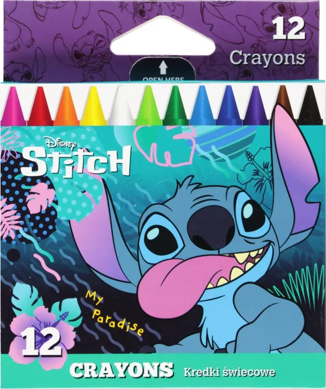 Kredki świecowe Disney Core Stitch 12 kolorów - tantis.pl
