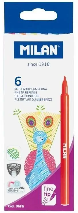 Flamastry z cienką końcowką 6 kolorów 06F6 MILAN - tantis.pl