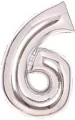Balon foliowy cyfra 6 srebrna 48x66cm - tantis.pl