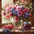Malowanie po numerach - Bukiet i owoce 40x40cm - tantis.pl
