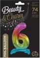 Balon foliowy B&C cyfra stojąca 6 tęczowa 74cm - tantis.pl