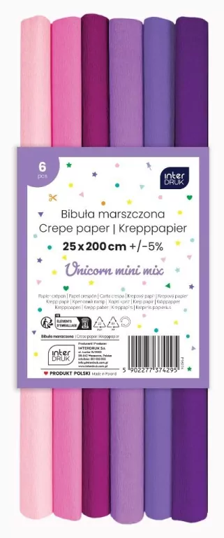 Bibuła marszczona Unicorn mini mix 200x25cm - tantis.pl