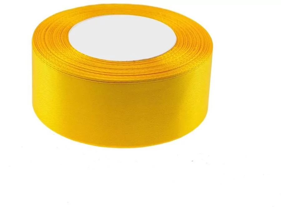Wstążka satynowa, żółta 50mmx32m - tantis.pl