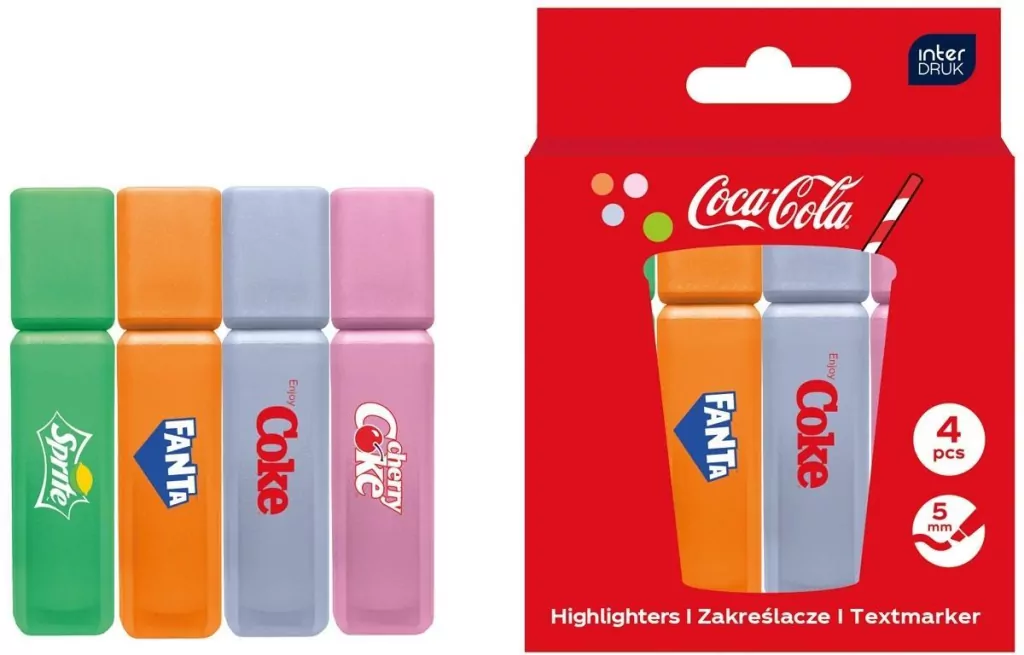 Zakreślacze Coca-Cola 4 kolory - tantis.pl