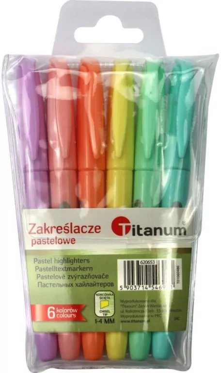 Zakreślacze pastelowe 6 kolorów - tantis.pl
