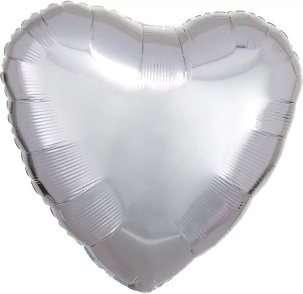 Balon foliowy metalik srebrny serce luzem 43cm - tantis.pl