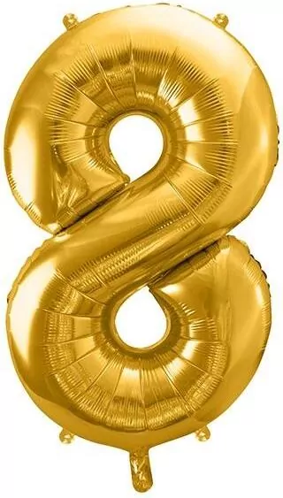 Balon foliowy 8. Złoty 86cm - tantis.pl