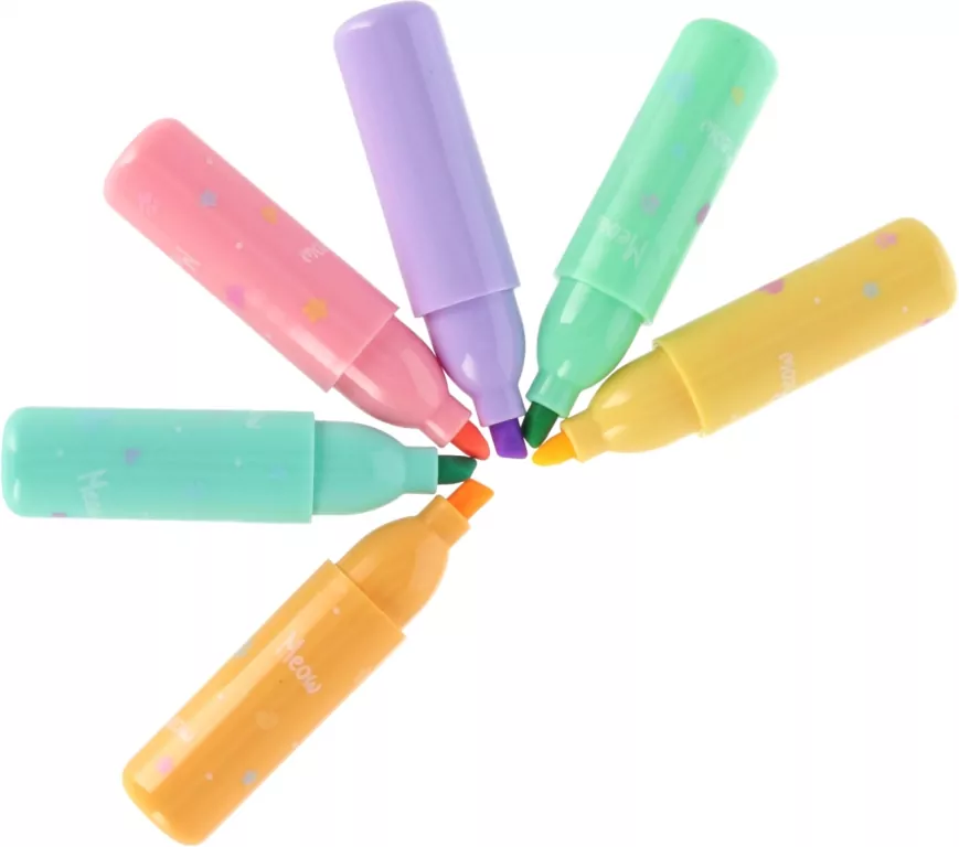 Zakreślacze Mini. 6 kolorów pastelowych. Łapki - tantis.pl
