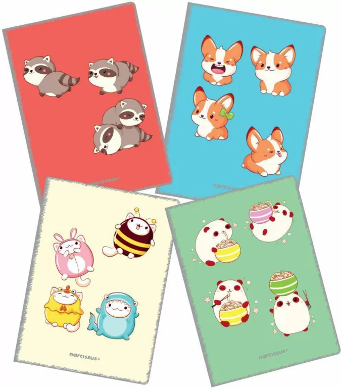 Zeszyt A4 32k.linia cienka kolorowa PP Kawaii 1szt.mix - tantis.pl