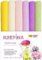 Krepina marszczona 25x100cm. Delicate mix 6 rolek