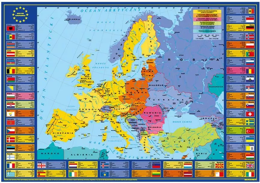 Podkład na biurko oklejany Europa fizyczna - tantis.pl