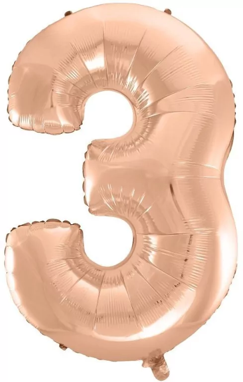 Balon foliowy 3 różowo-złoty 92cm - tantis.pl