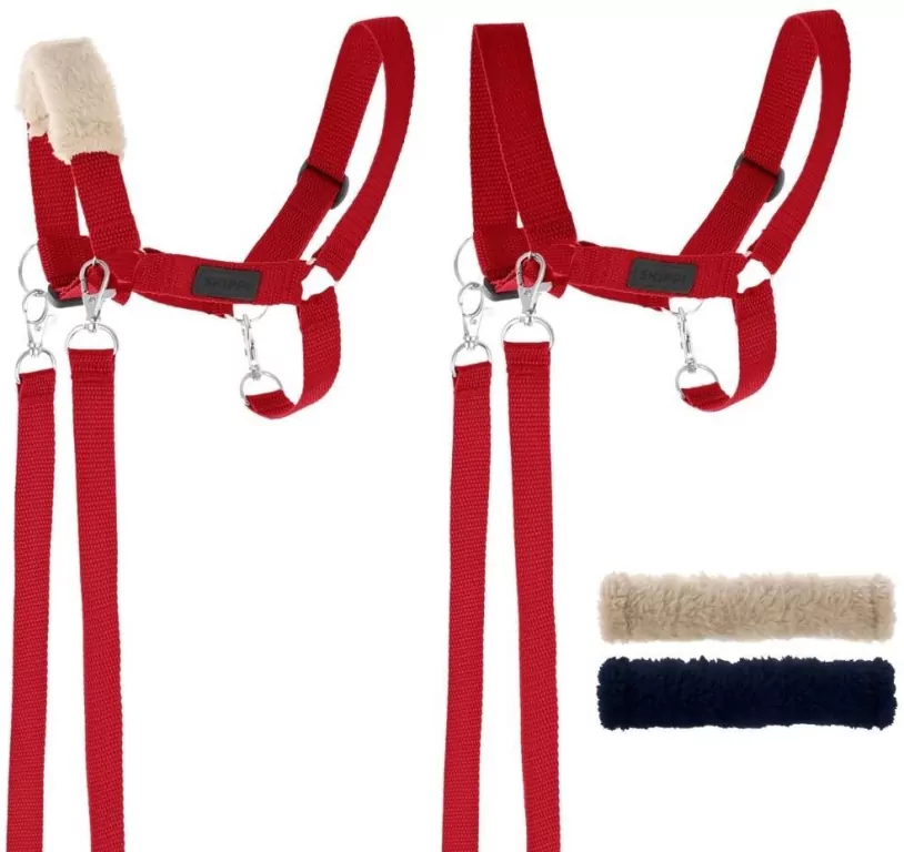 Kantar dla Hobby Horse wodze + futerka czerwony - tantis.pl