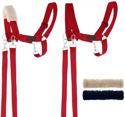 Kantar dla Hobby Horse wodze + futerka czerwony