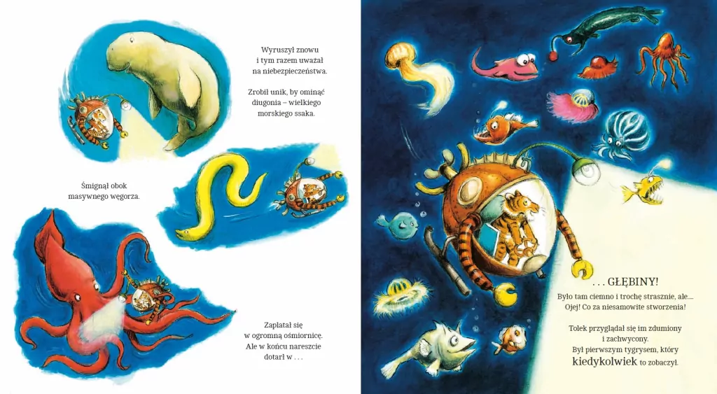 Tygrysek Tolek nurkuje. Wyprawy zwierząt odkrywców. Amberek - tantis.pl