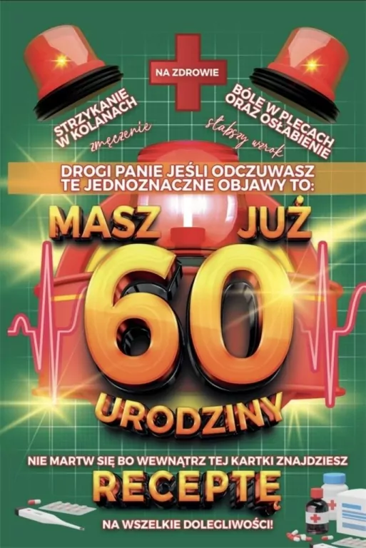 Karnet Urodzinowy z receptą 60 - tantis.pl