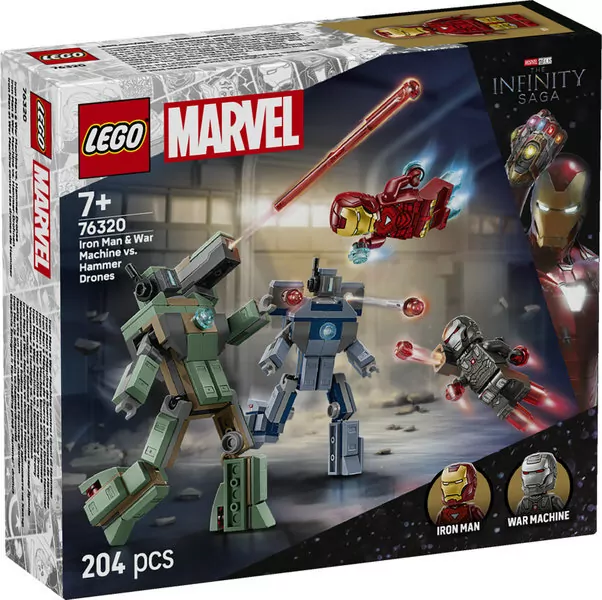 LEGO® Marvel. Iron Man i War Machine kontra drony Hammera 76320 - tantis.pl