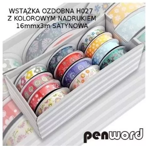 Wstążka ozdobna satynowa nadruk 16mmx3m - tantis.pl