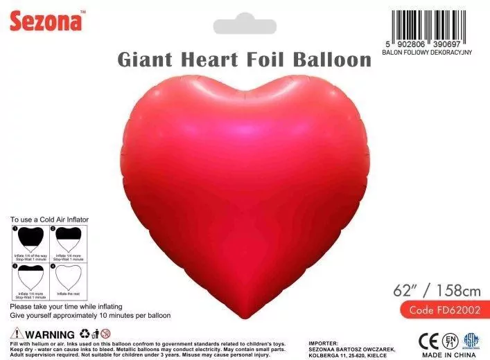 Balon Serce 158cm - tantis.pl