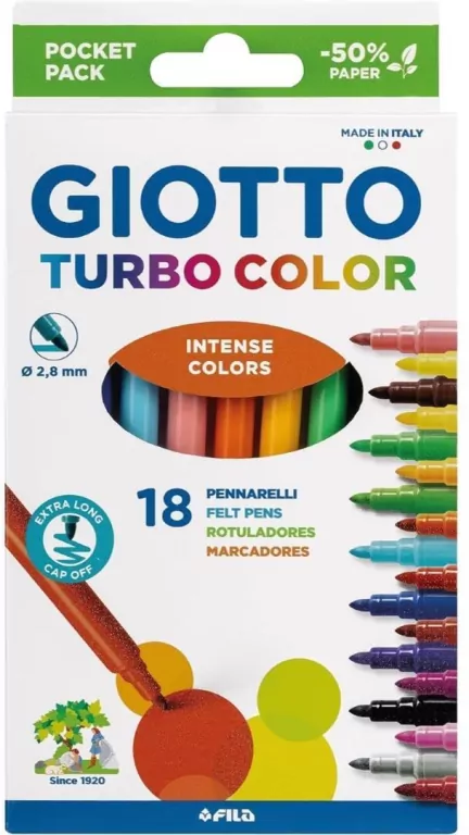 Flamastry Turbo Color 18 kolorów GIOTTO - tantis.pl