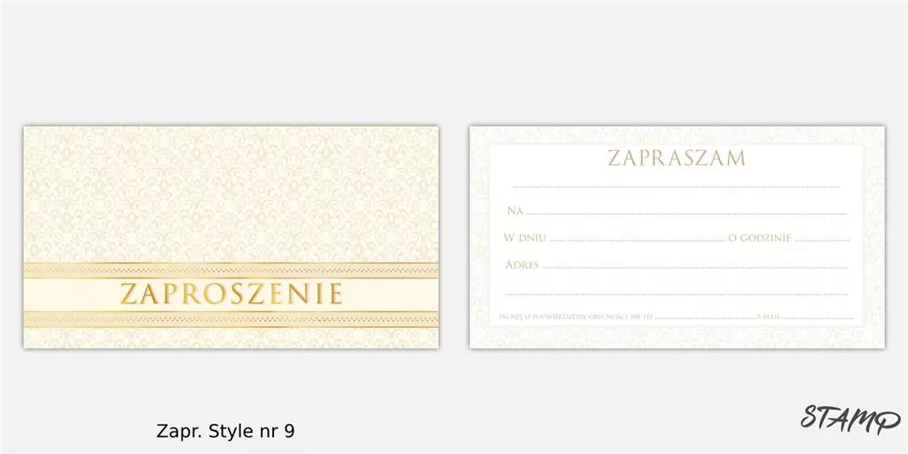 Zaproszenia Style wzór nr 09 10szt - tantis.pl