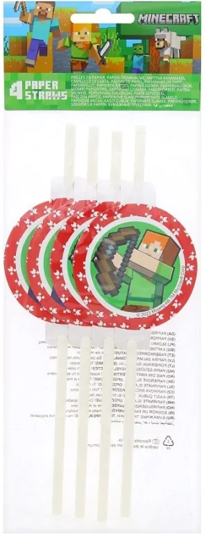 Słomki papierowe z medalionem Minecraft - tantis.pl
