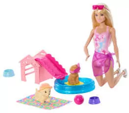 Barbie Puppy Pool Party z akcesoriami zmiana kolor - tantis.pl