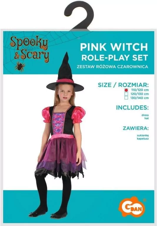 Strój dla dzieci Różowa Czarownica rozm. 110/120cm - tantis.pl