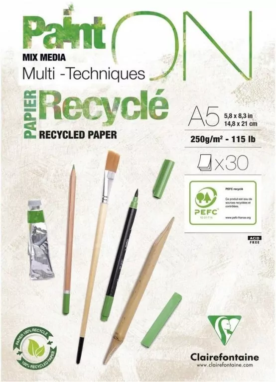 Blok A5 papier z recyklingu 250g 30ark - tantis.pl