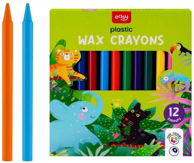 Kredki świecowe plastikowe 12 kolorów EASY - tantis.pl