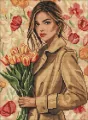 Diamentowa mozaika - Dziewczyna w płaszczu 30x40cm - tantis.pl
