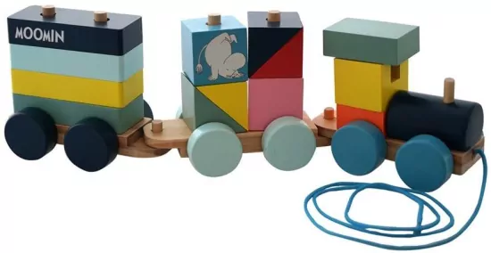 Muminki. Klocki drewniany pociąg, 23 elementy