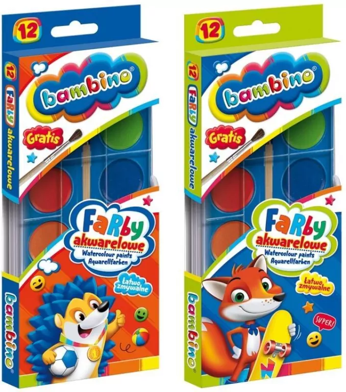 Farby akwarelowe Bambino. 12 kolorów - tantis.pl