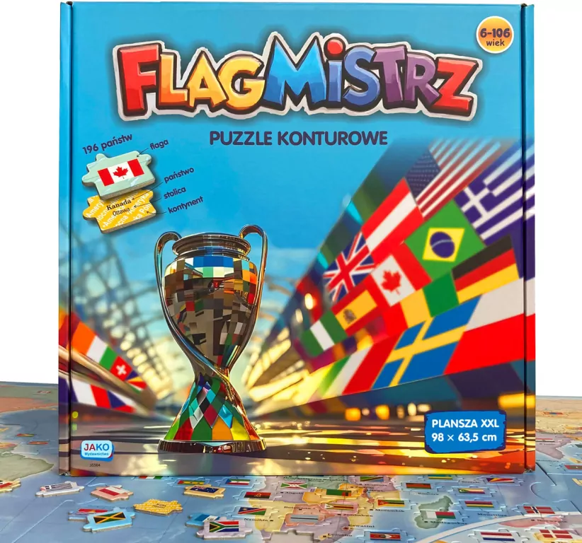 Puzzle konturowe Flagmistrz. Flagi i stolice... - tantis.pl