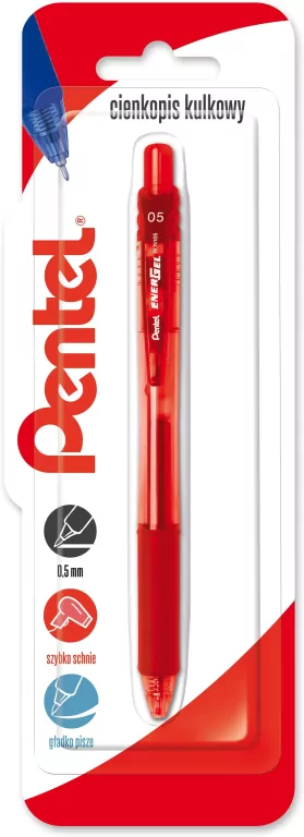 Pentel. Cienkopis kulkowy 0,5 mm EnerGel, czerwony 1 sztuka - tantis.pl