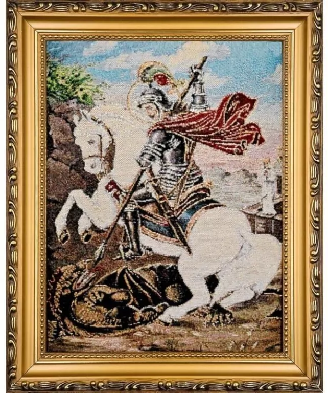 Obraz Haftowany Św. Jerzy 22x27,5cm - tantis.pl