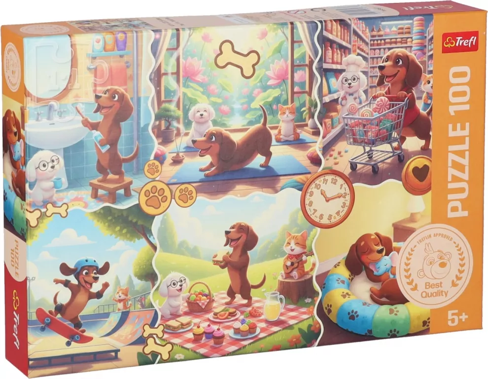 Puzzle 100 Długi dzień jamnika TREFL - tantis.pl