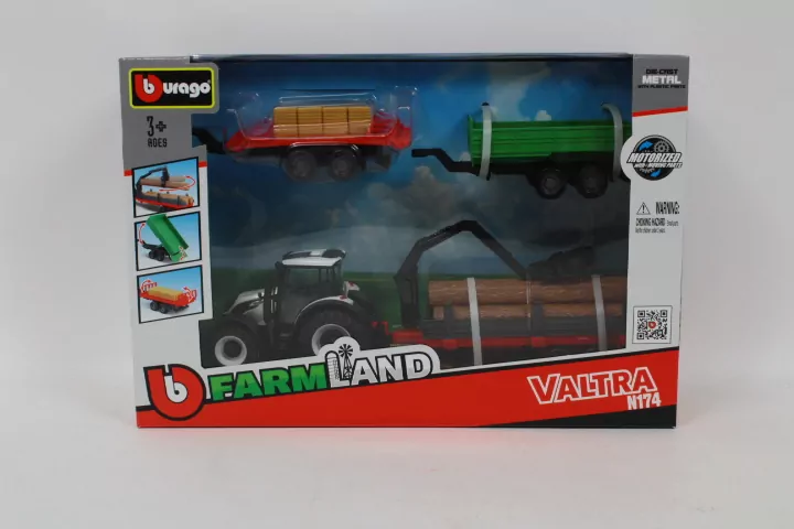 Tractor Gift Set Valtra + 3 trailers 10cm BBURAGO - tantis.pl