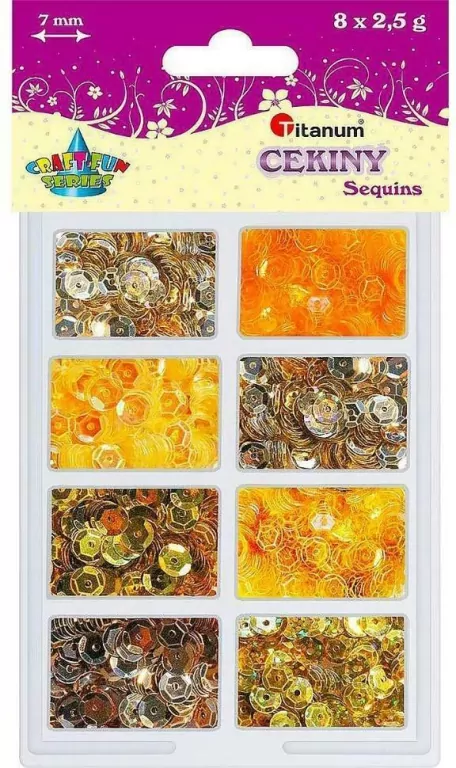 Cekiny 7mm 8 kolorów x 2,5g złote - tantis.pl