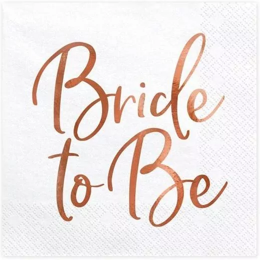 Serwetki Bride to Be różowe złoto 33x33cm - tantis.pl