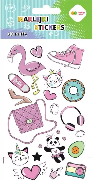 Naklejki 3D Puffy Funky Pink 10x20cm HAPPY COLOR - tantis.pl