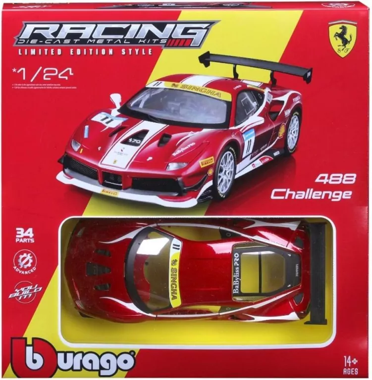 Ferrari 488 Challenge 1:24 Bburago KIT 18-26583 MODEL DO ZŁOŻENIA - tantis.pl