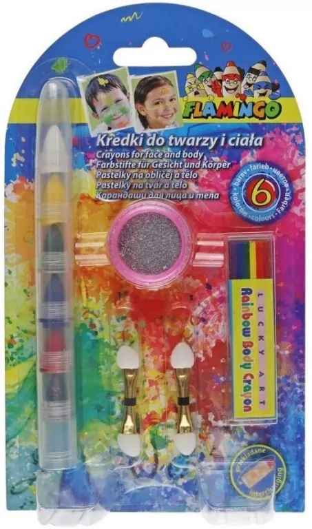Kredki do twarzy i ciała przekładane 6 kolorów - tantis.pl