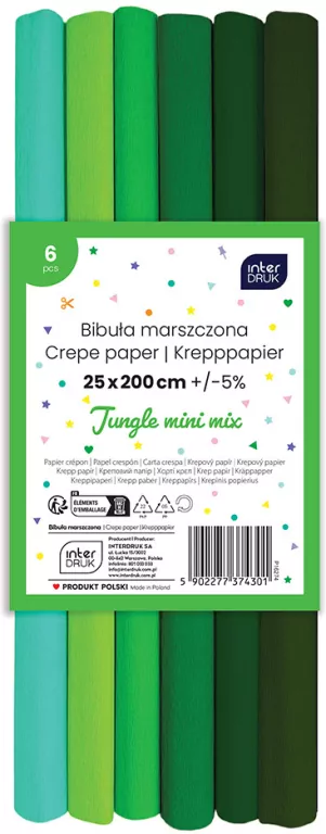 Bibuła marszczona Jungle mini mix 200x25cm - tantis.pl