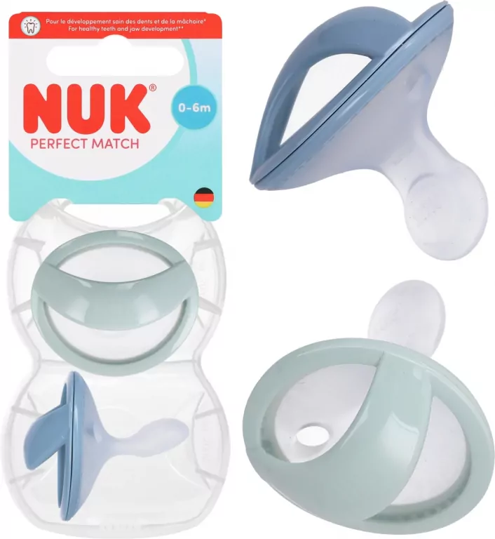 NUK. Perfect Match. Smoczek. 2 sztuki. 0-6 miesięcy. Zielony. Niebieski - tantis.pl