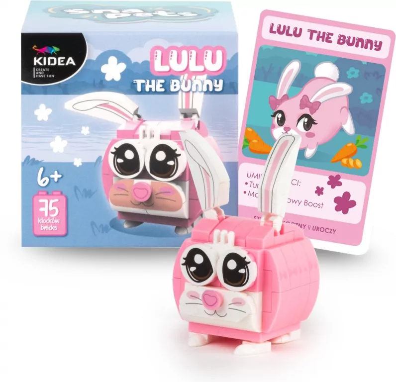 Klocki snapets królik różowy KIDEA - tantis.pl